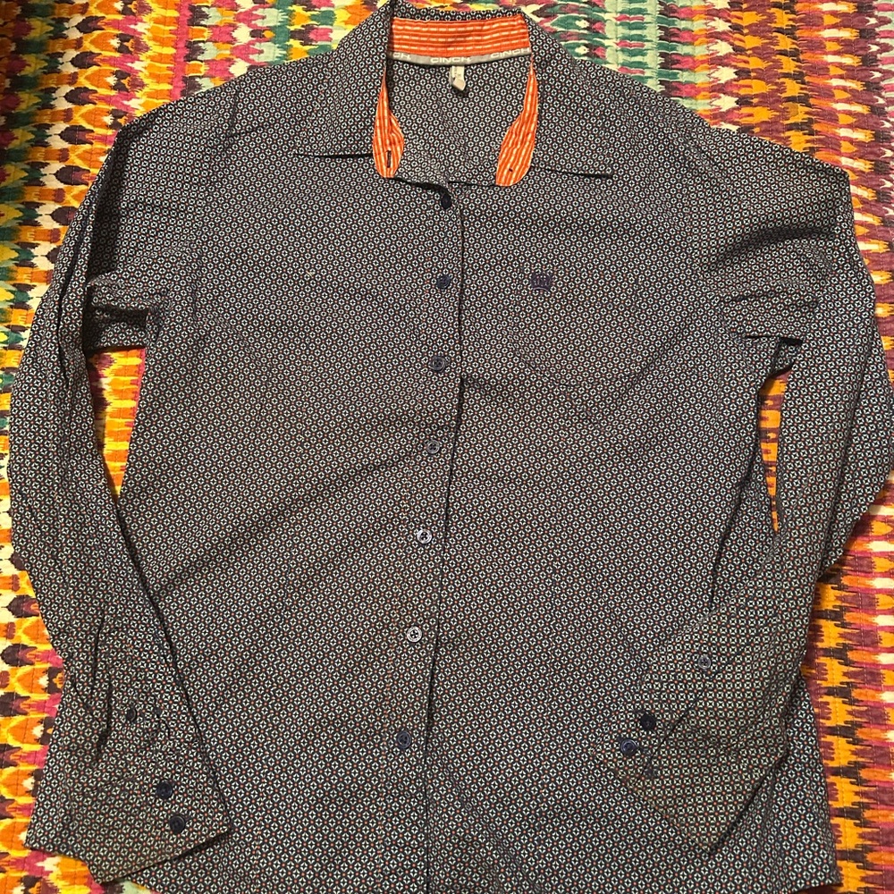 Cinch Blue Patterned Western Button Down Shirt